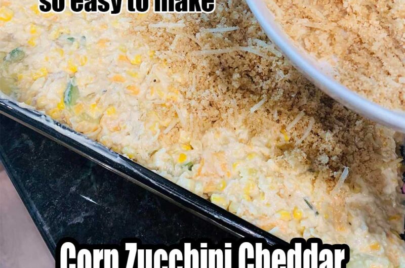 Corn Zucchini Cheddar Baked Casserole