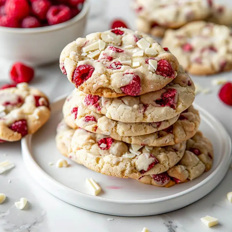 White Chocolate Raspberry Cheesecake Cookies - FunCraftyKitchen