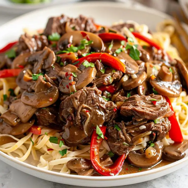 Crockpot Mushroom Pepper Steak