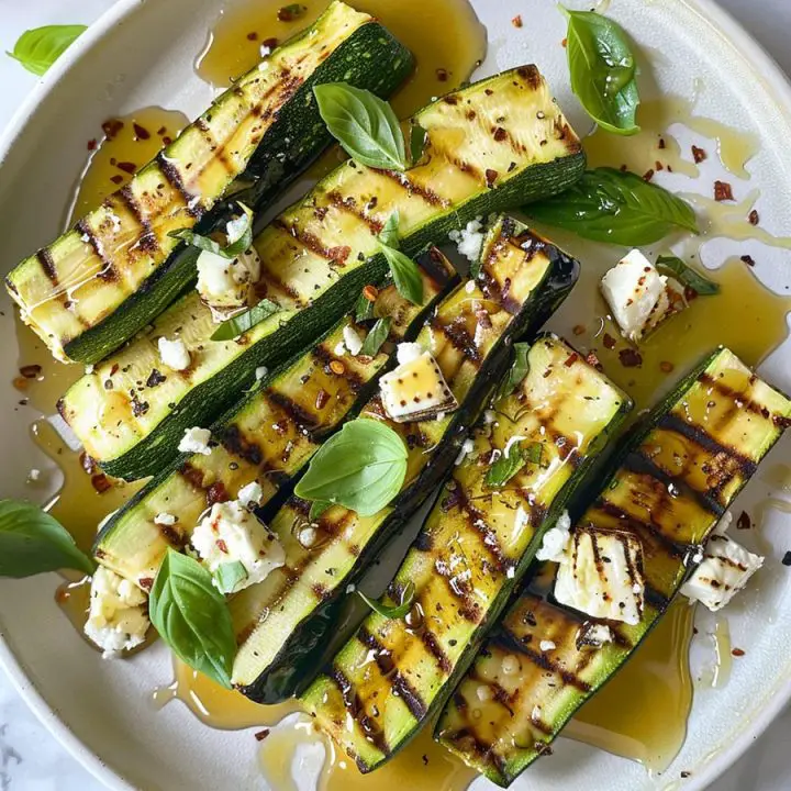 Grilled Zucchini with Honey, Feta & Basil