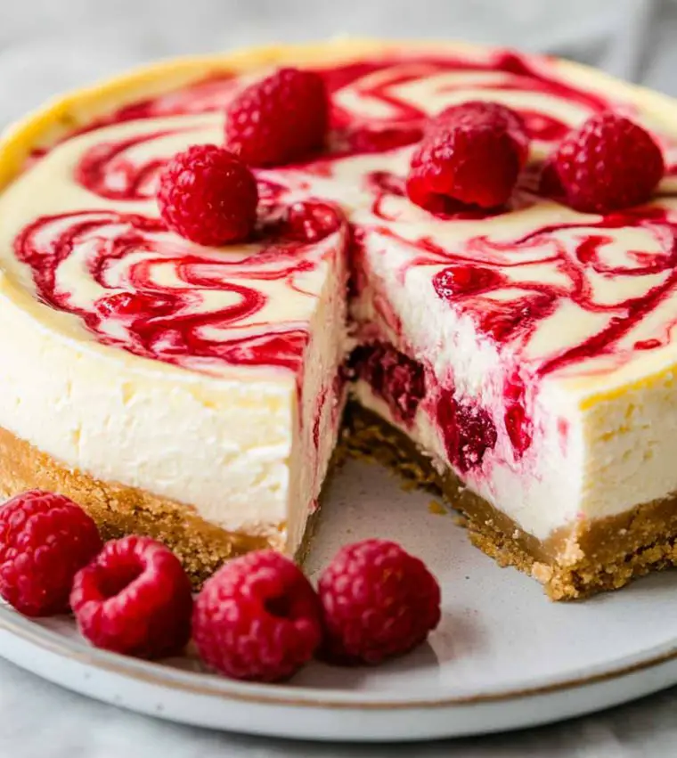 White Chocolate Raspberry Cheesecake - FunCraftyKitchen
