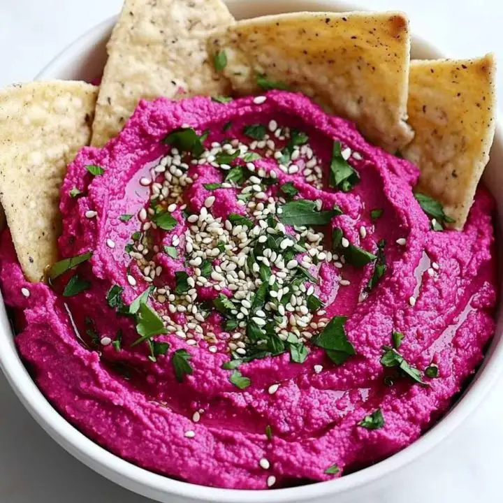 Beet Hummus With Pita Chips