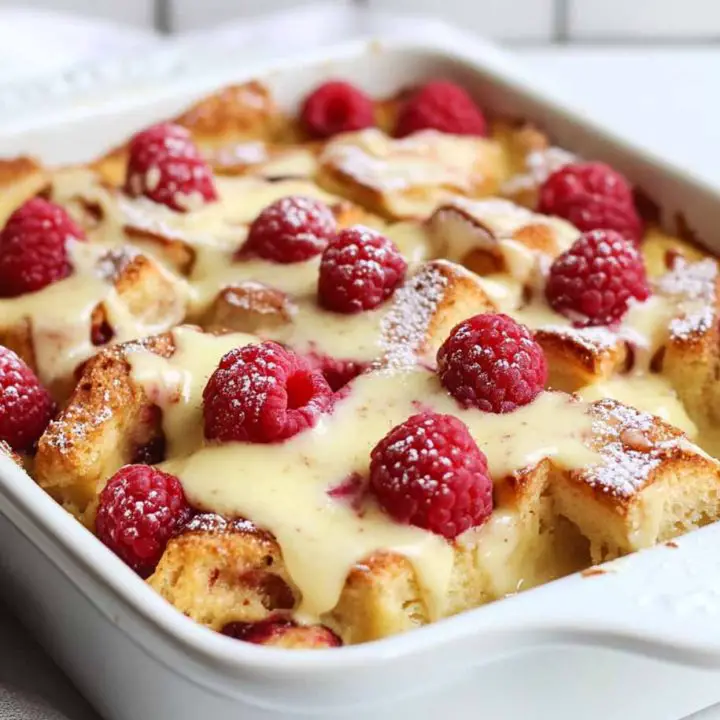 Raspberry and White Chocolate Bread Pudding