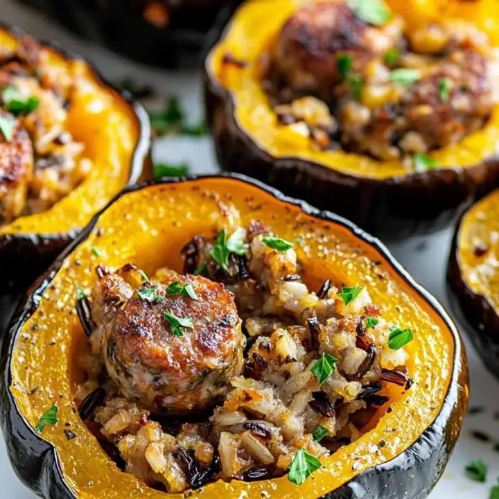 Stuffed Acorn Squash With Sausage And Wild Rice