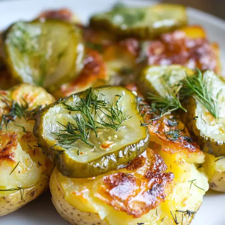 Crispy Dill Pickle Smashed Potatoes